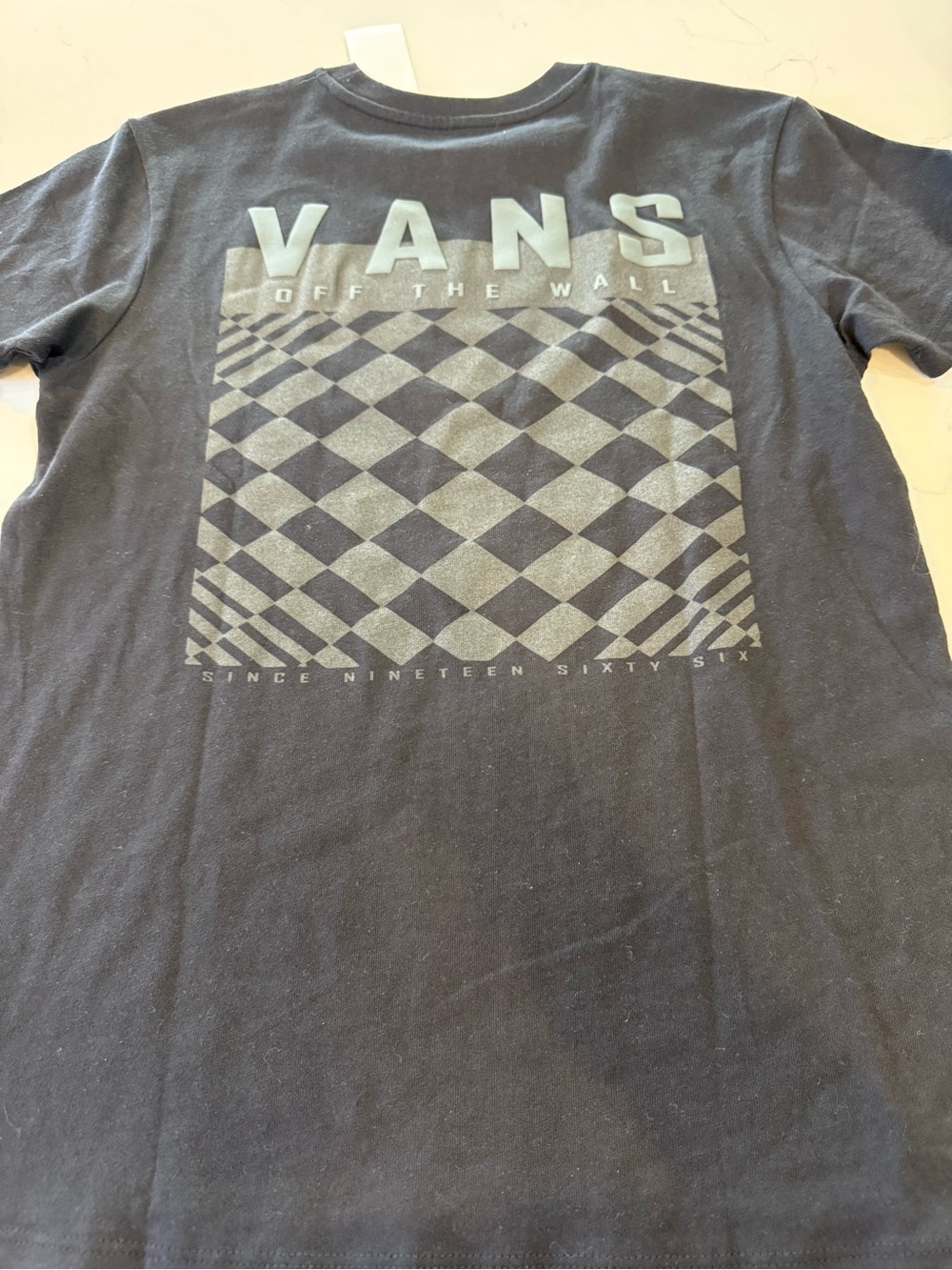 Vans Black Tee with Checker Graphic